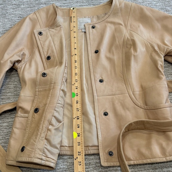 Nordstrom Collection Leather Belted Jacket Womens Size Small 3/4 Bell Sleeve - Picture 9 of 11